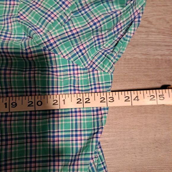 Polo Ralph Lauren Button Down Long Sleeve Stretch Mens Large Green Pink Plaid - Picture 8 of 8